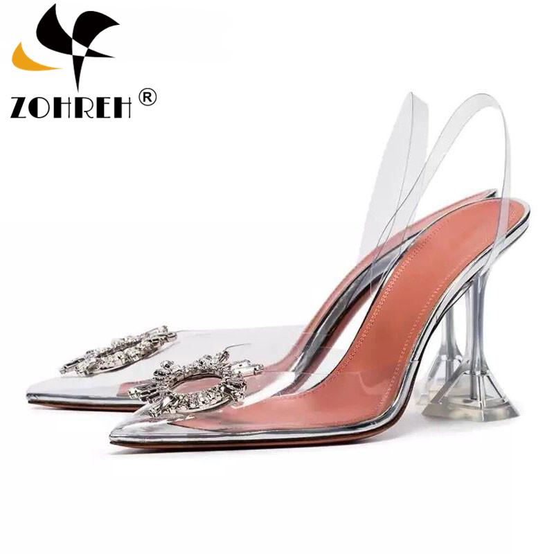 

Dress Shoes Transparent PVC Sandals Women Pointed Clear Crystal Cup High Heel Stilettos Sexy Pumps Summer Peep Toe Size 43, Black