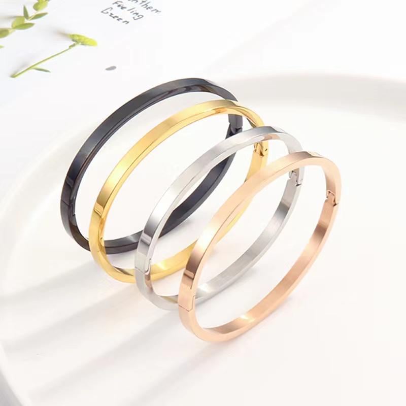 

Bangle High Quality 4mm Women Plain Stainless Steel Bracelet Jewelry Girl Simple Bangles