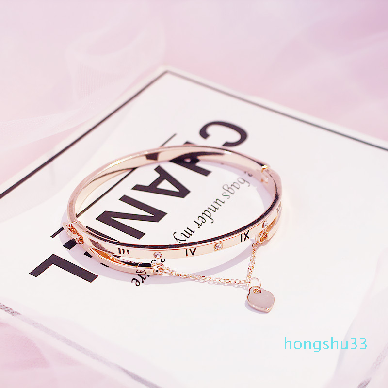 

Wholesale- Rose Gold Stainless Steel Bracelets Bangles Female Heart Forever Love Brand Charm Bracelet for Women Famous Jewelry