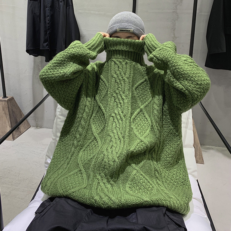 

Men's Sweaters Geromized knitted male sweater, winter man's high-street Korean -sweaters green V4O0, 1# shoe box