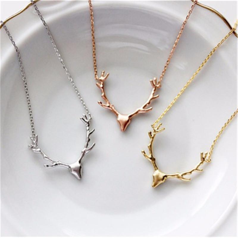 

Pendant Necklaces Fashion Jewelry Elk Deer Antlers Necklace Gift For Women Girl