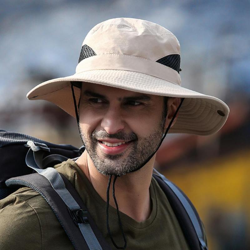 

Wide Brim Hats UPF 50+ Summer Men Sun Protector UV-proof Breathable Bucket Hat Large Hiking Outdoor Fishing Beach Cap Cowboy, Black