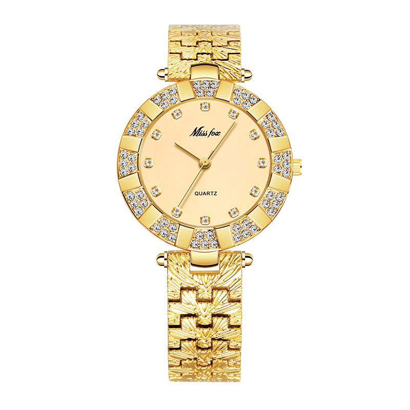 

Wristwatches Women Watches MISSFOX Watch Gold Bracelet Women's Waterproof Diamond Ladies Quartz Clock, Silver
