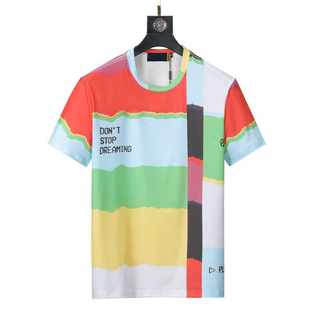 

2022ss spring and summer new high grade cotton printing short sleeve round neck panel T-Shirt Size: -l-xl-xxl-xxxl Color: black white v4e