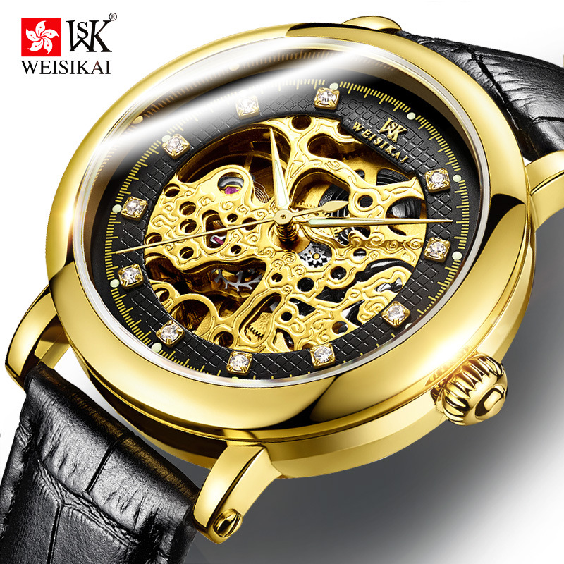 

Men's Swiss Wristwatches Business Leather Band Diamond Watches Mens Automatic Mechanical Watch Men Luxury Brand Bracelet in stock, Slivery;brown