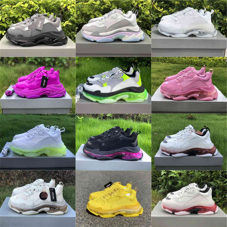 

Shoes Paris Triple S Clear Sole Black Athletic Low Top Sneakers 17FW Men Women Platform Vintage Old Dad Sports 36-45, Bubble wrap packaging