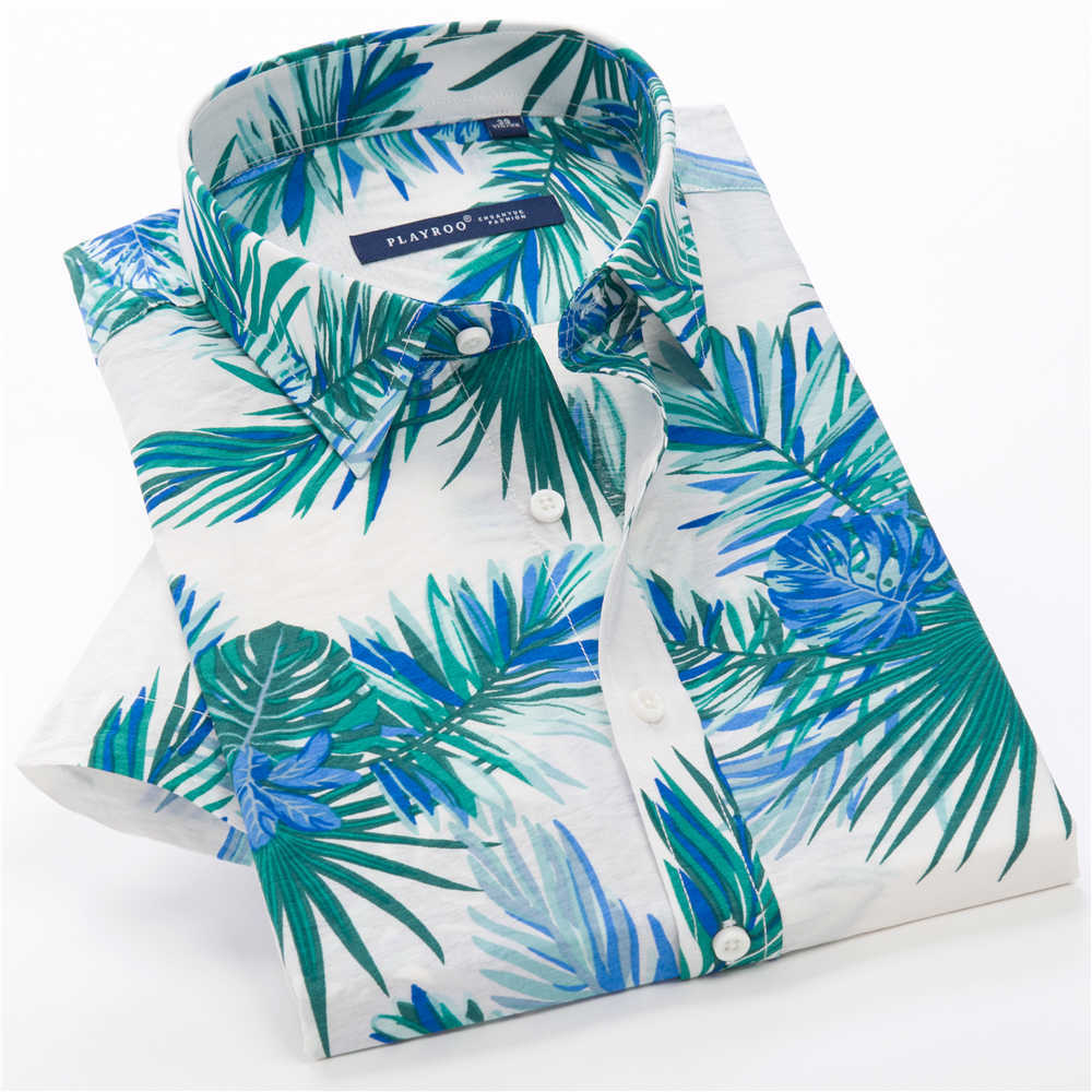 

14-color Plus Size Men's Short-sleeved Floral Shirt Summer Fashion Casual Hawaiian Male 5XL 6XL 7XL 8XL 9XL 10XL 210721, 85201