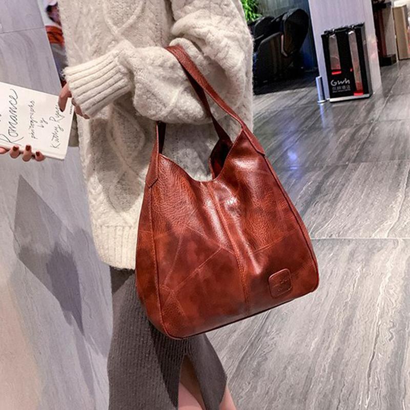 

Evening Bags 2021 Brand Shoulder Bag Shopping Vintage Handbag For Women Soft PU Leather Large Capacity Luxury Lady Purse, Black