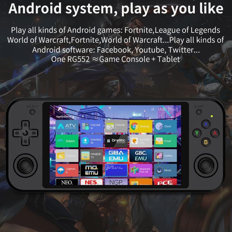 

Portable Game Players RG552 Dual System Handheld Console 4200 Retro Games 5.36" IPS Touch Screen PD Charge Android Linux Player