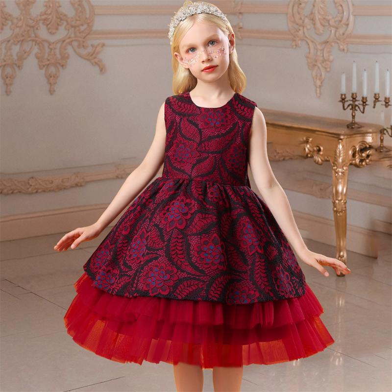 

Girl's Dresses Flower Princess Girls Summer Dress Kids Evening For Girl Birthday Children Clothes Party Wedding Costume Vestido, Red;yellow