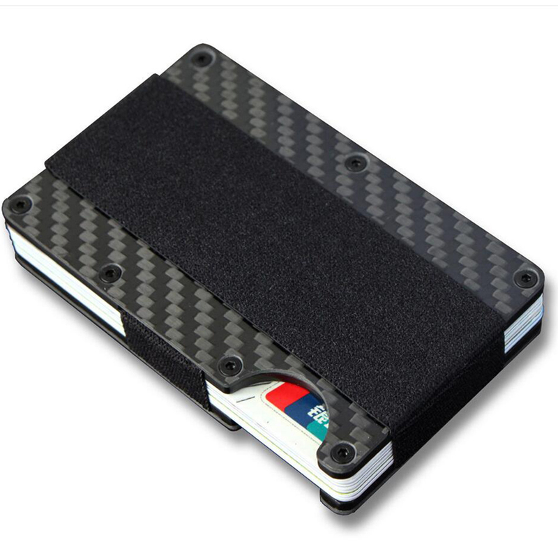 

Card Holders New Carbon Fiber Credit RFID Money Clamp ID Card Holder Elastic Band Mini Metal Aluminum Wallet J0508, Metal elastic wallet