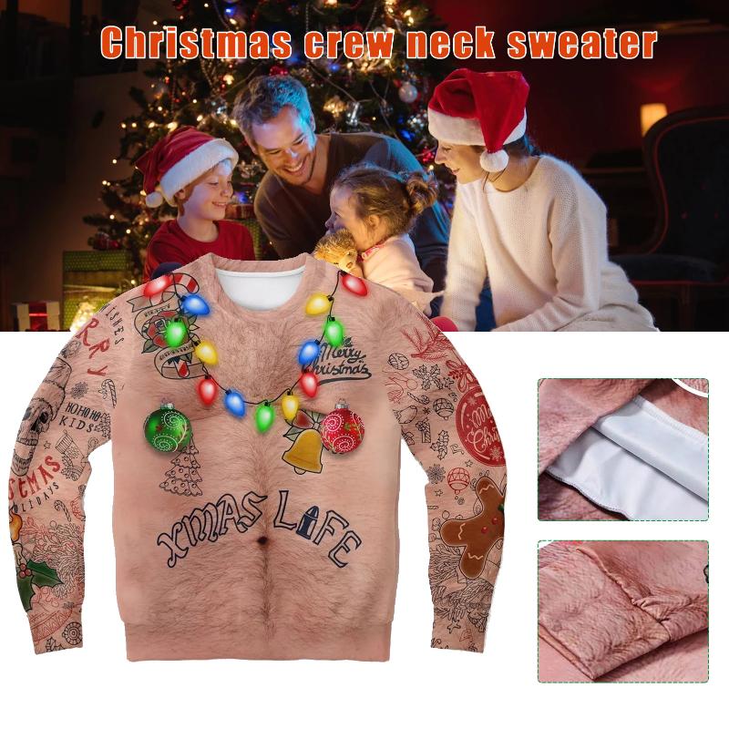 

Men's Hoodies & Sweatshirts Ugly Christmas Sweatshirt Novelty 3D Funny Sweater Long Sleeve Pullover For Women Men SEC88, Black