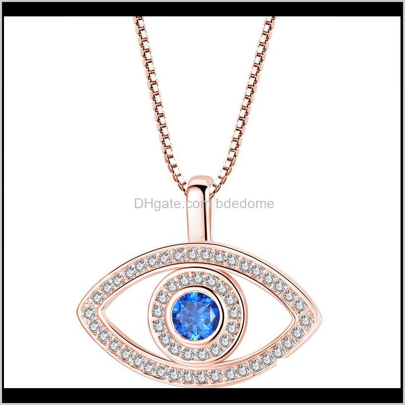 

& Pendants Jewelry Drop Delivery 2021 Luxury Blue Cubic Zirconia Evil Eye Necklace For Women Plated Sier Gold Crystal Rhinestone Pendant Neck