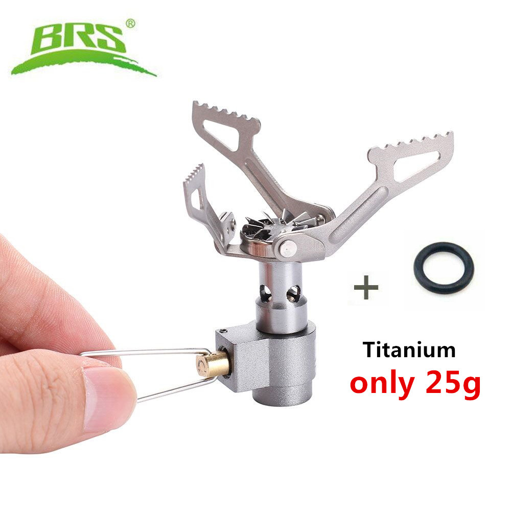

BRS-3000T Mini Camping Stoves Pocket Gas Burner Titanium Portable Ultralight w 1 Backup O-Ring Outdoor Picnic Cooking Survival Furnace