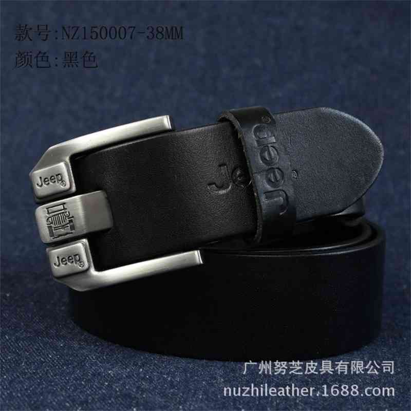 

Men's Korean versatile Italian top leather casual men's needle buckle belt, Black
