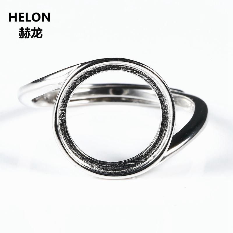 

Cluster Rings Sterling Silver 925 White Gold Color Engagement Wedding Semi Mount Ring Round Cabochon 11mmm For Amber Agate Turquoise, Golden;silver