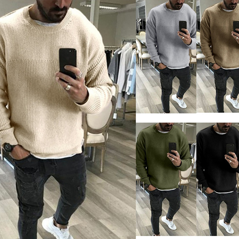 

sweater knit autumn winter 2021 men's solid large, White;black