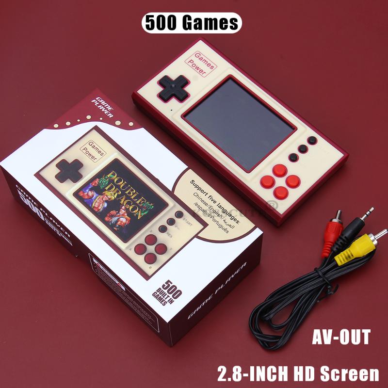 

Portable Game Players K30 Handheld Player Built 500 2.8 Inch Handle TV Retro Console Support AV Output Gift For Kids