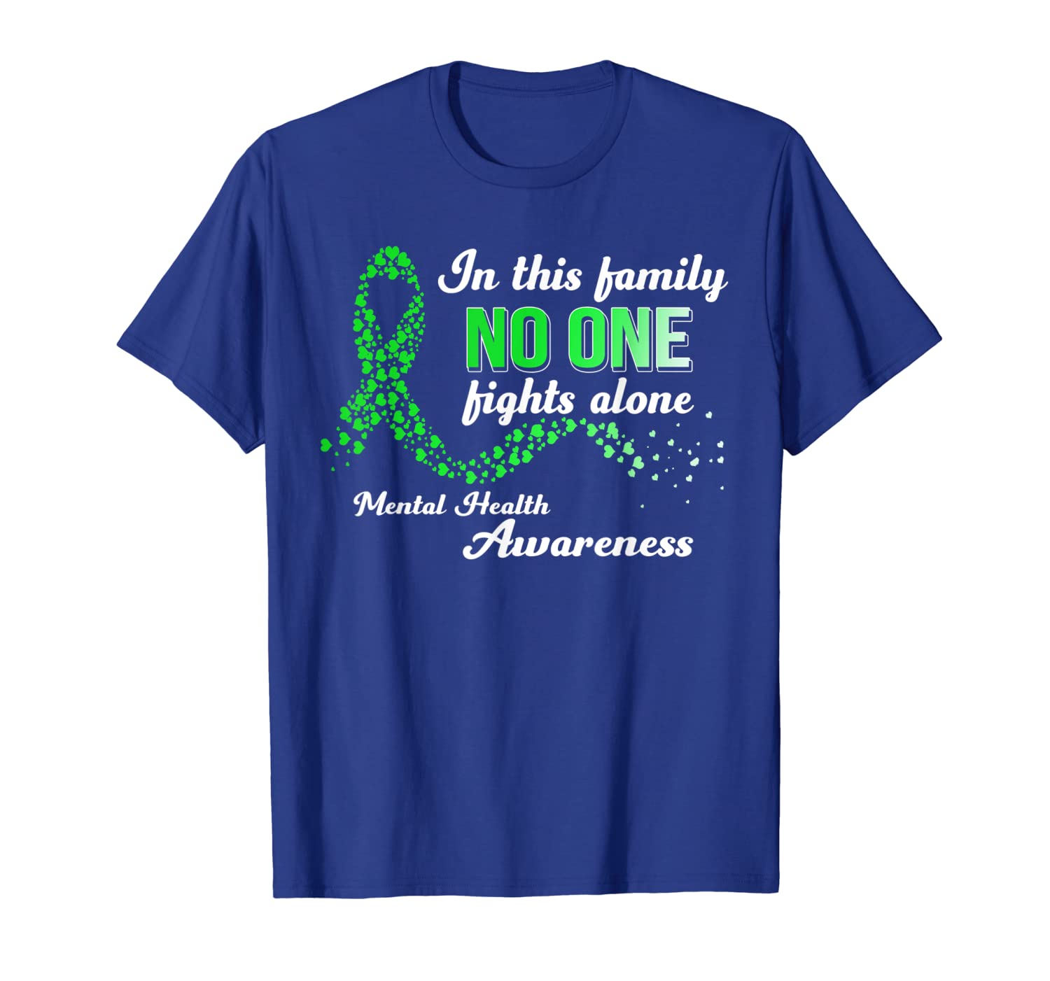 

in this family no one fights alone mental health t shirt, White;black