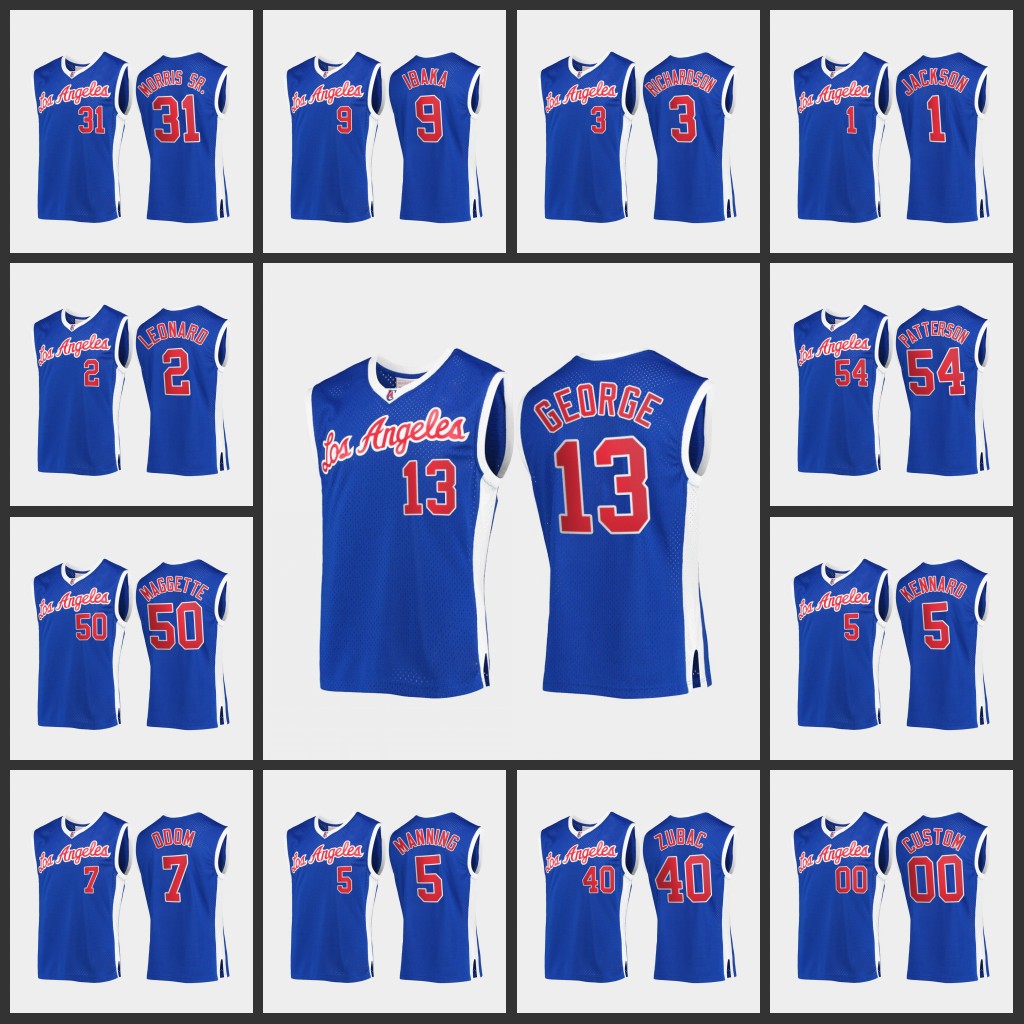 

Los Angeles' Clippers' Men Paul George Kawhi Leonard Corey Maggette Pooh Richardson Custom Royal Jersey