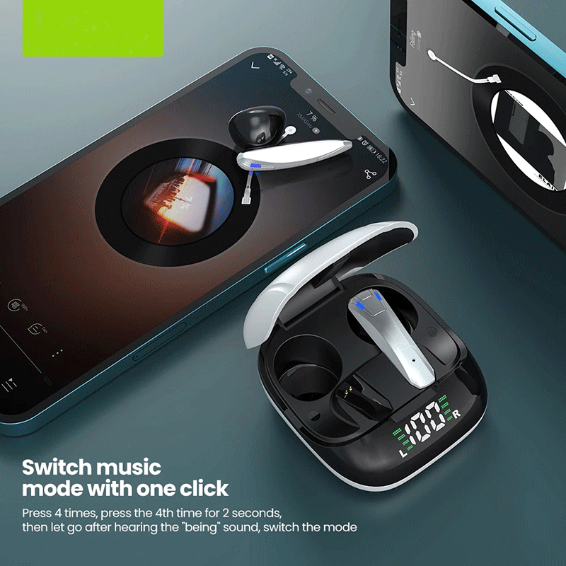 

True Wireless Bluetooth Headphones With Mic Low Latency Game Earbuds Earpieces LED In Ear Tws Touch Earphones For Android iPhone