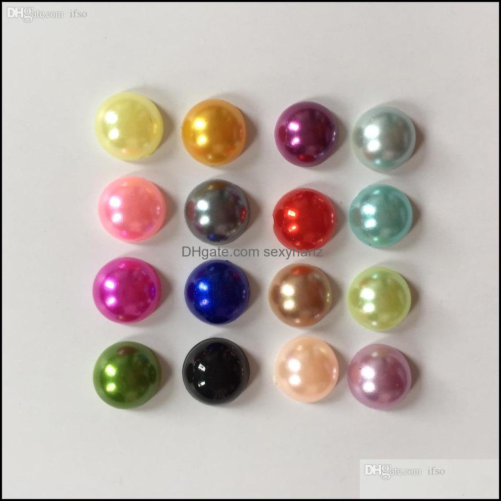 

Caps Findings & Components Jewelry Half Plastic Pearl Bead Flat Back Scrapbook /8Mm Flatback Beads Gifts Mix Color Diy Wedding Decoration -B