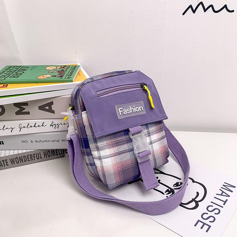 

Japanese Style Plaid Small Bag Female 2021 Cute Girl Change And Mobile Phone Shoulder Crossbody Canvas Square Bags, Black