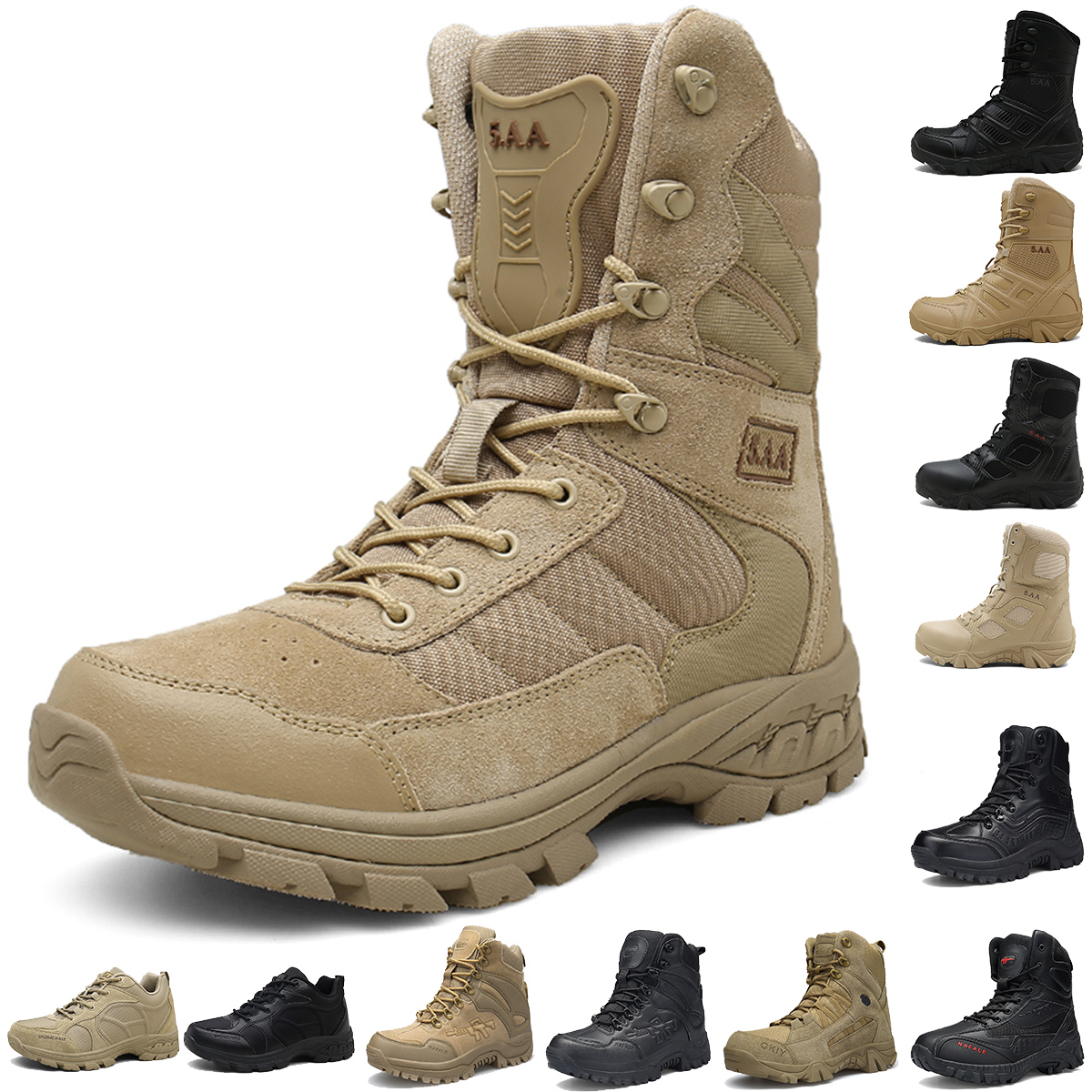 

Winter Autumn Men Military Boots Special Force Tactical Desert Combat Ankle Boats Army Work Shoes Leather Snow Boots, 067-khaki