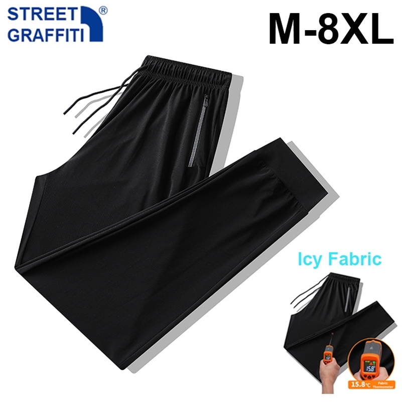 

Summer Men Pants Joggers Fitness Casual Quick Dry Sweatpants Pants Male Breathable Lightweight Tie Feet Elasticity Trousers 210707, Black 02 regular