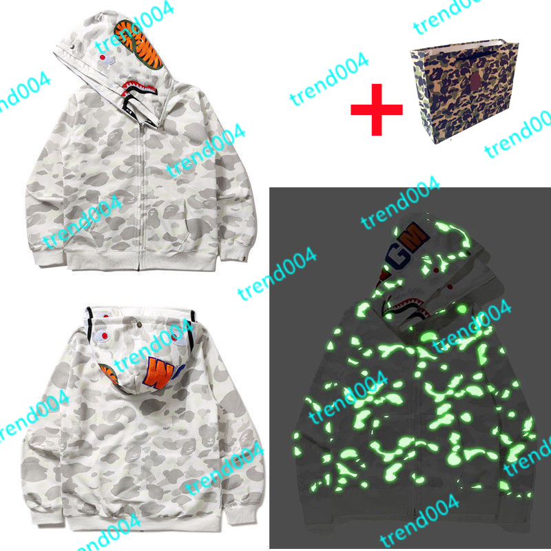

High Quality Apes Men's Hoodies & Sweatshirts Japanese Shark ape head Luminous camo Star galaxy Spots Men and women couples with the same 100% Cotton hoodie 1-1, 1 pcs buttons