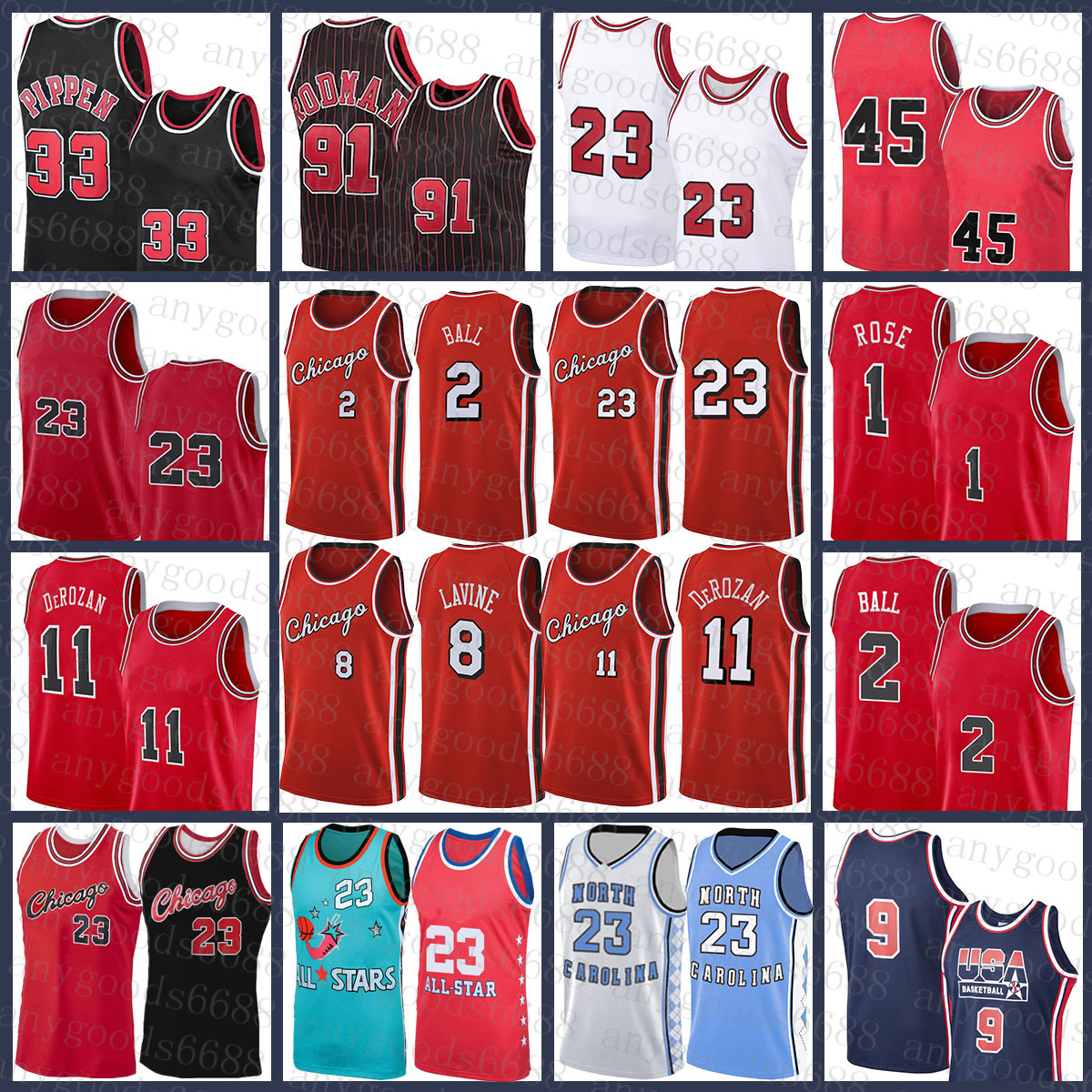 

Chicagos Bull Mens 23 Michael Basketball Jersey Lonzo 2 Ball Demar 11 DeRozan Youth Derrick 1 Rose Zach 8 LaVine Scottie 33 Pippen S-2XL Dennis 91 Rodman White