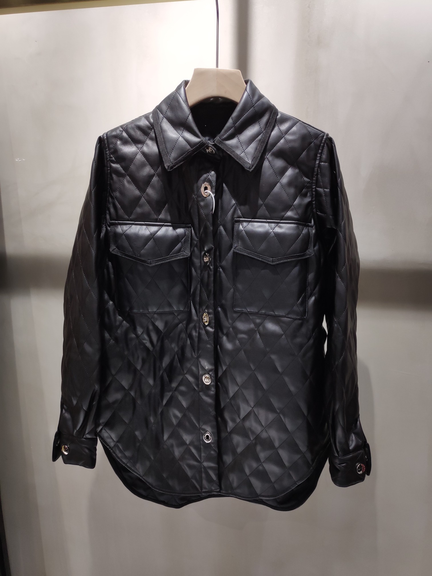 

Women's Jacket new personalized loose silhouette shirt collar jacket, Black
