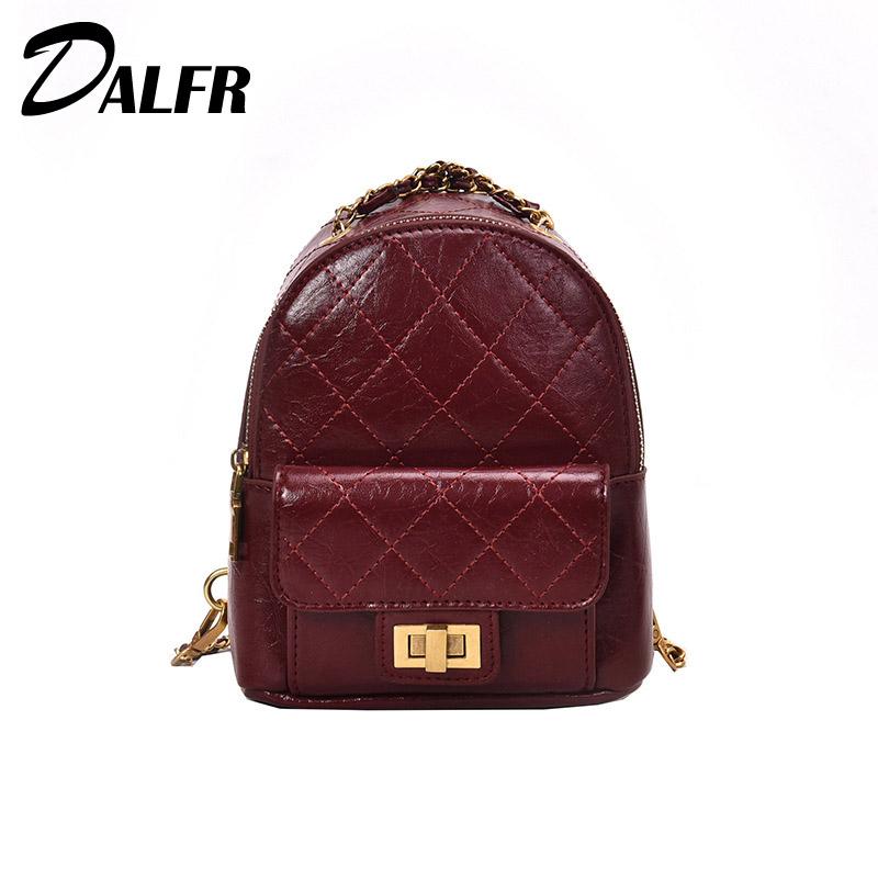 

Outdoor Bags DALFR Women Backpacks 2021 Fashion PU Leather Quilted Bag Youth Girls Casual Mini Backpack Diamond Lattice Travel, Black