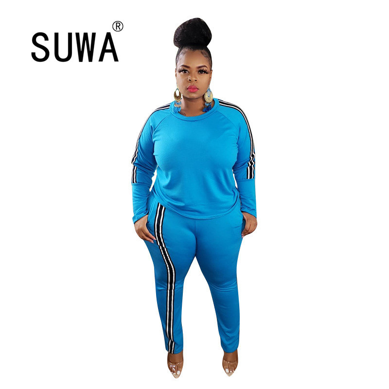 

Women's Clothing Set Long Sleeve Sweatshirt Top + Joggers Pants Trousers Lounge Wear Wholesale Plus Size Spring Clothes 210525, Black