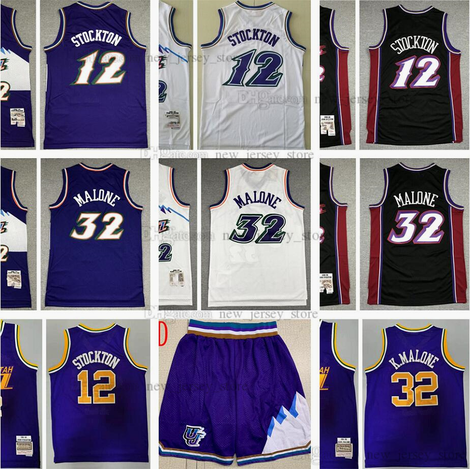 

Mitchell and Ness Retro 1996-97 Basketball Jerseys Purple Vintage 12 John 32 Karl Stockton Malone 7 Pete 30 Carlos Maravich Arroyo Jersey Shorts Stitched White Black, A-d