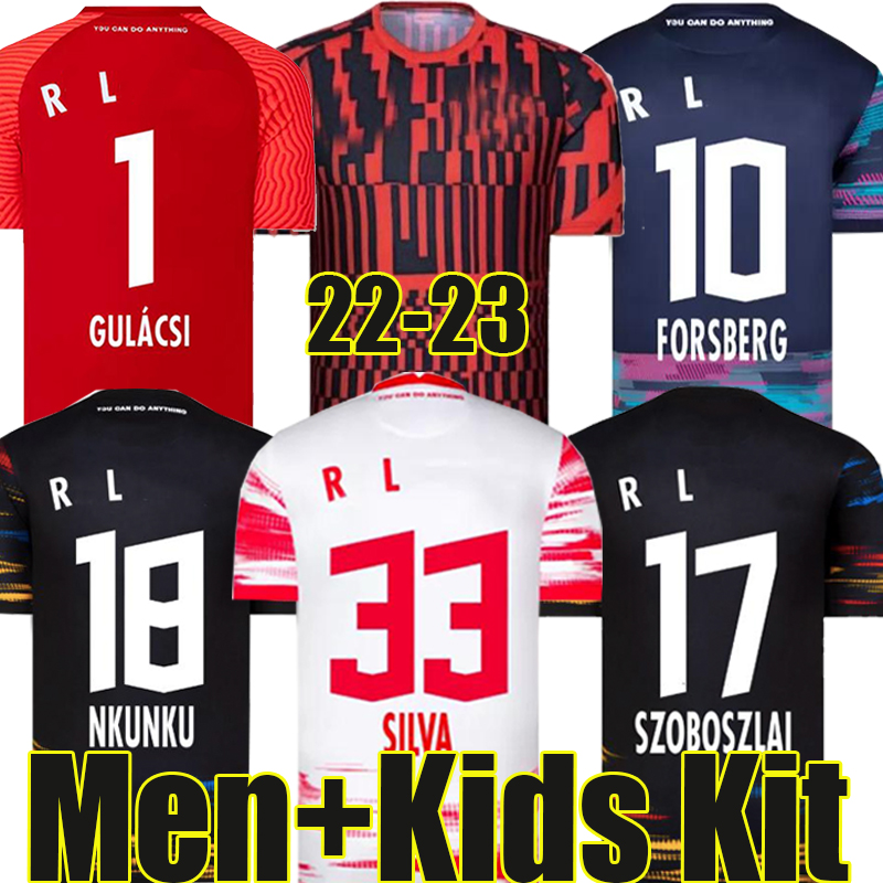 

21/22/23 RB NKUNKU Leipzigs SILVA Soccer Jerseys 4th 2021 2022 RBL football jerseys HAIDARA OLMO SZOBOSZLAI Poulsen Klostermann FORSBERG LAIMER Men+Kids Kit Training, 21-22 away kit