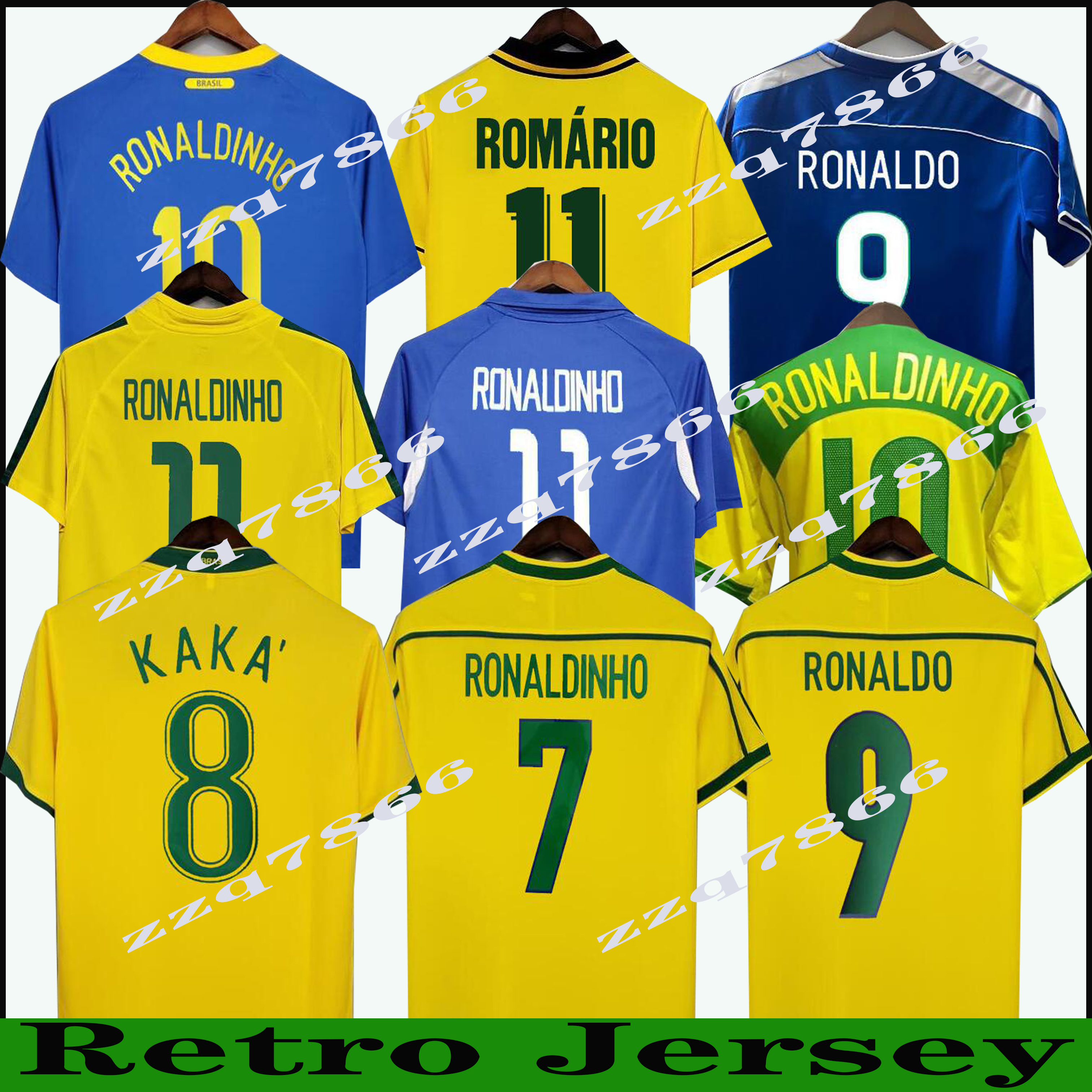 

2002 2004 1994 2006 1982 1998 1957 retro Ronaldinho soccer jerseys Romario Ronaldo RIVALDO KAKA camisa de futebol shirt, Gold