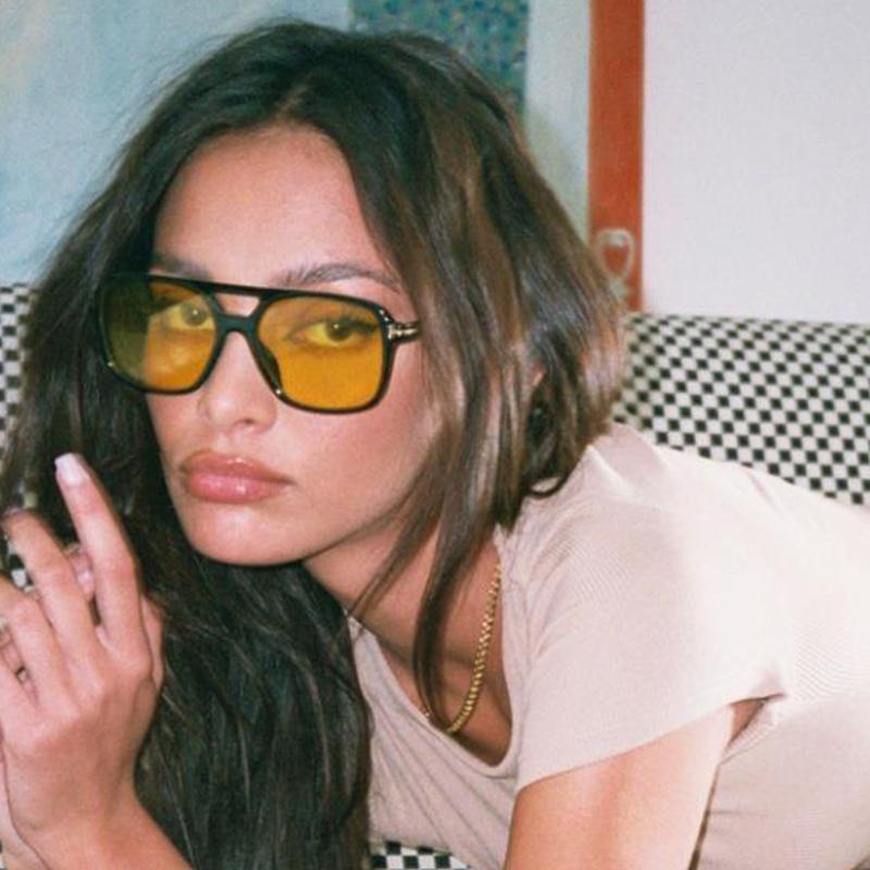 Sunglasses Vintage Yellow Lens Square Women Luxury T Brand Oversized Sun Glasses Female Elegant Gentle Big Shades