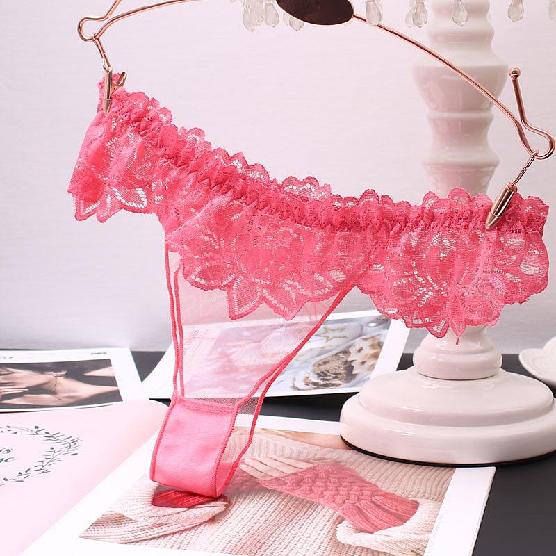 

Women's Panties Lingerie Tulle Thong Lace Floral Full Transparent Femininity Underwear Woman Yarn Sexy Erotic Temptation Low-Rise Pantys, Skin