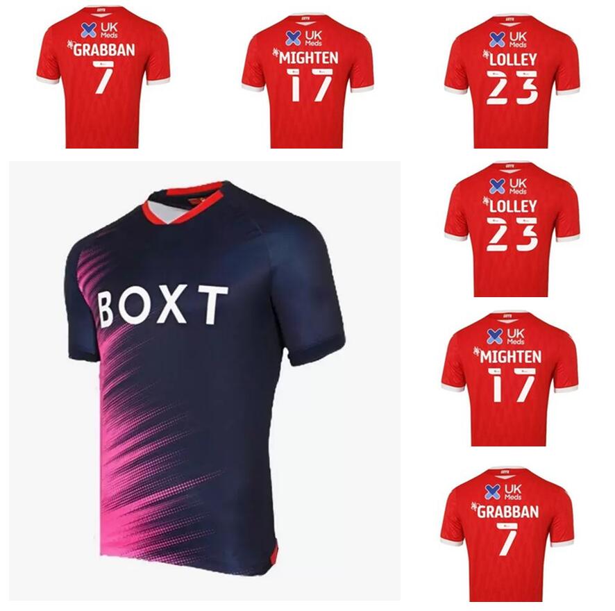 

Forest Football Jersey #7 GRABBAN #23 LOLLEY Home Red soccer shirt 2021/2022 Away Fans version #33 TAYLOR #17 MIGHTEN Men Football Uniforms