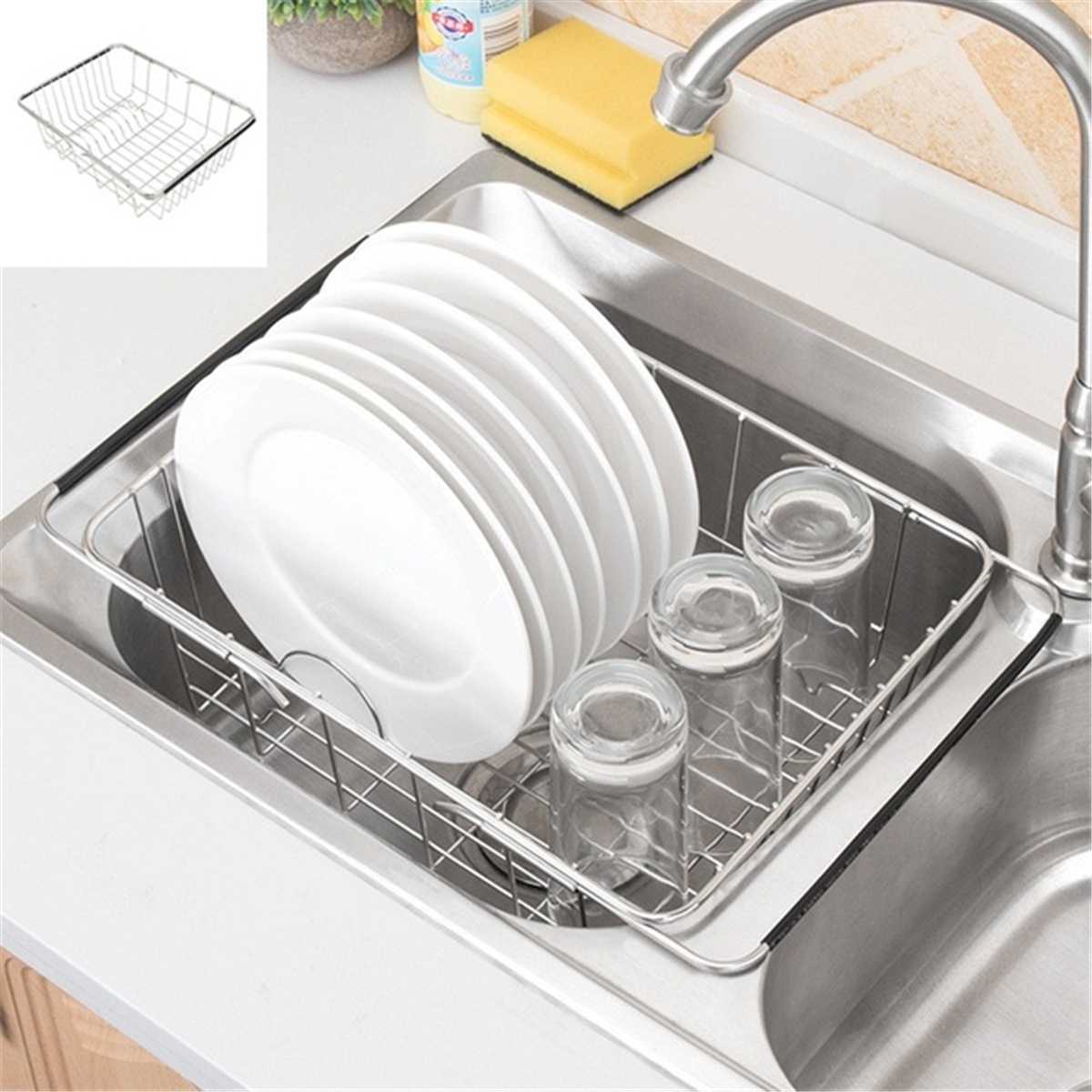 

Adjustabe Kitchen Fruit Basket Over Sink Dish Dry Rack Fruit Bows With Foors Drain Hoder Bow Dish Baskets for Storage Sink