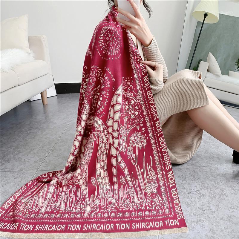 

Scarves Cashmere Printed Scarf For Women In America Autumn And Winter2021Giraffe Double Sided Thickened Lengthened Warm Shawl1