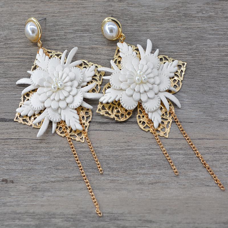 Fashion Baroque Retro Metal Flower Earrings For Women Jewelry Statement Drop Pendientes Dangle & Chandelier-image-697510405