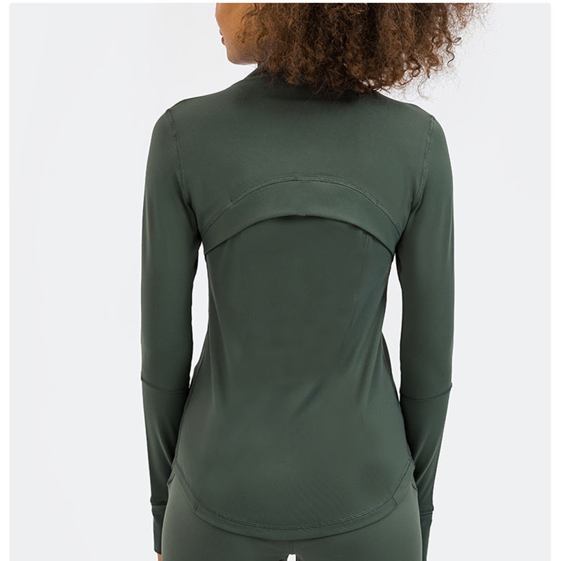 

L-78 Autumn Zipper Jacket Quick-Drying Yoga Clothes Long-Sleeve Thumb Hole Training Running Jacket Women Slim Fitness Coat Sports outfits, Army green