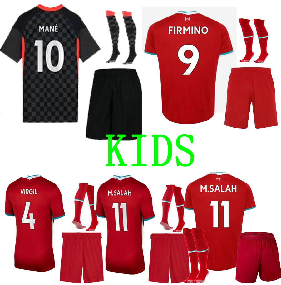 

21 22 Men kids kit M.SALAH FIRMINO 2021 2022 soccer jersey home away 3rd MANE VIRGIL child youth Thiago football shirt, Black