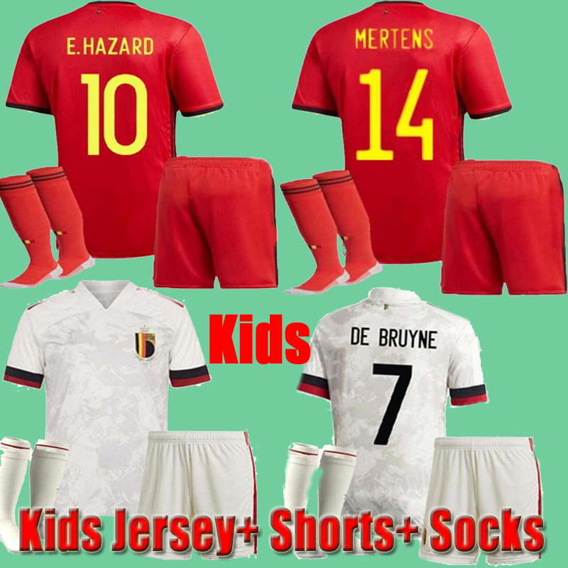 

2021 Belgium Kids Soccer Jerseys shorts socks HAZARD LUKAKU MERTENS DE BRUYNE BATSHUAYI KOMPANY 20 21 child boys Football Shirts kits Uniform Set, Black;yellow
