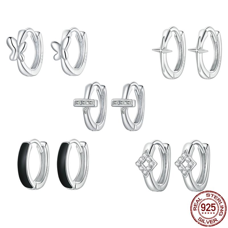 

Stud WOSTU Hoops Earrings For Women Sterling Silver 925 Jewelry Circle Ear Fine Pendientes DXE1047, Golden;silver