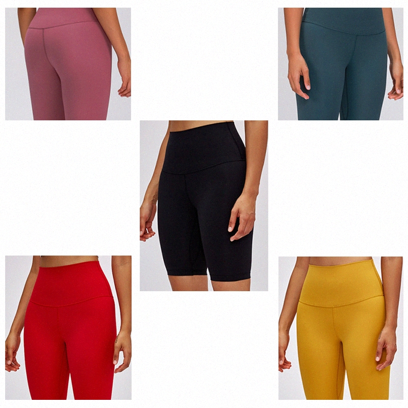 

lu women shorts womens align leggings yoga workout gym wear 32 68 solid color sports elastic fitness lady overall tights short 0108 K1As#