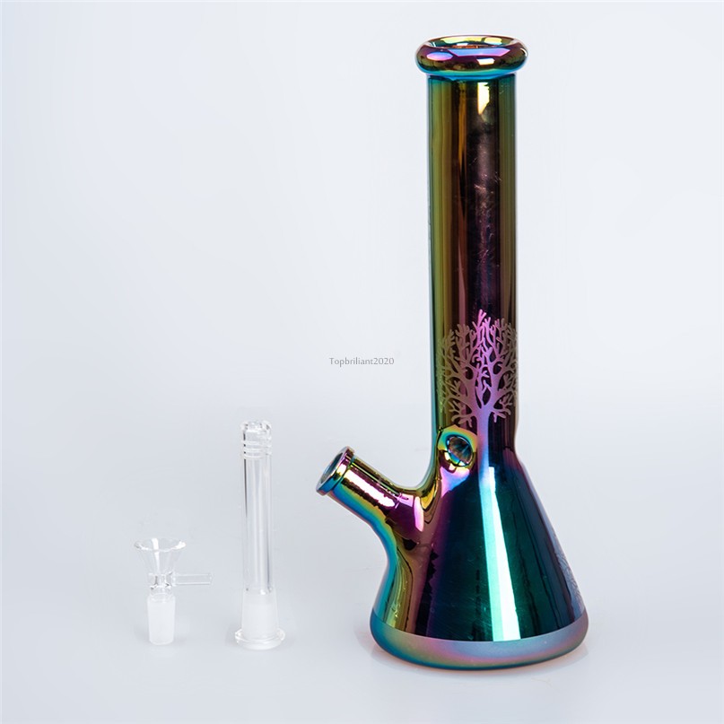

Colored Glass Beaker Oil Rigs Dab Rig Glass Bong Oil Rigs Water Pipe with Bowl Heady Bongs Klein Hookah 30cm High FY2223