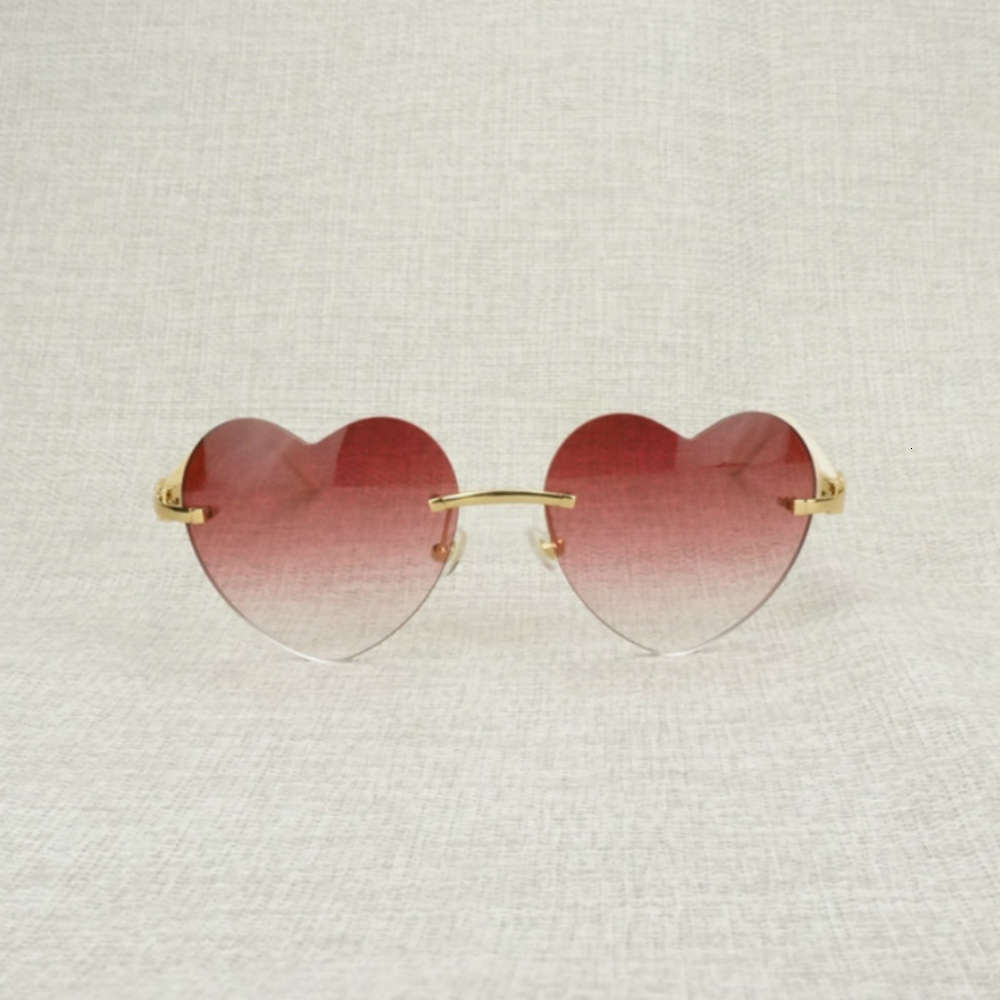 

Heart Shape Rimless Wood Sunglasses Men Natural Black White Buffalo Horn Gafas Eyewear for Outdoor Club Glasses Frames Oculos